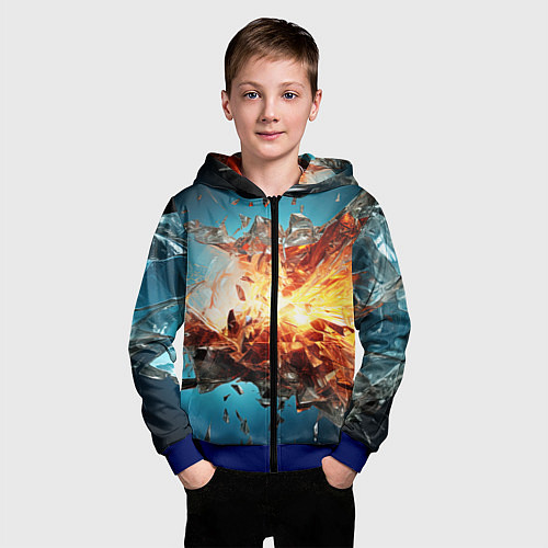 Детская толстовка на молнии Взрыв плиты / 3D-Синий – фото 3