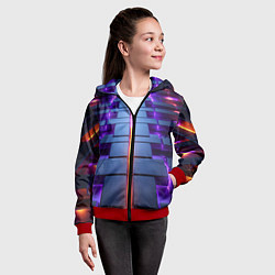 Толстовка на молнии детская Неоновый луч на плитах, цвет: 3D-красный — фото 2