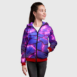 Толстовка на молнии детская Неоновые фиолетовые камни со свечением, цвет: 3D-красный — фото 2