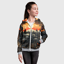 Толстовка на молнии детская Зимний лес в ожидании праздника, цвет: 3D-меланж — фото 2