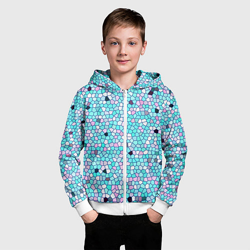 Детская толстовка на молнии Мозаика розово-голубая / 3D-Белый – фото 3