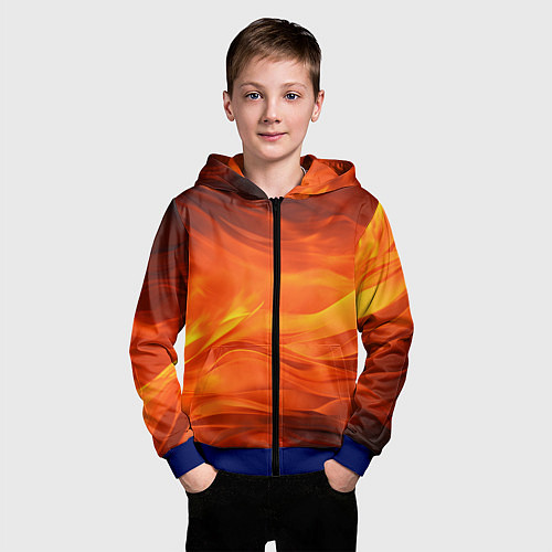 Детская толстовка на молнии Яркий огонь / 3D-Синий – фото 3