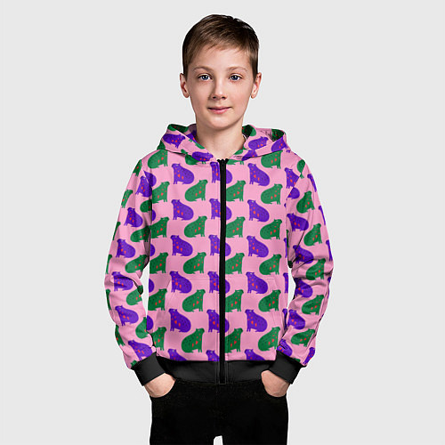 Детская толстовка на молнии Животные капибары / 3D-Черный – фото 3