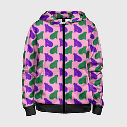 Толстовка на молнии детская Животные капибары, цвет: 3D-черный