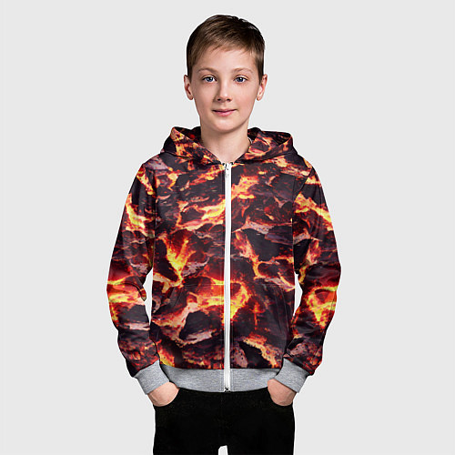 Детская толстовка на молнии Бурлящая лава / 3D-Меланж – фото 3