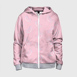 Толстовка на молнии детская Розовая луна, цвет: 3D-меланж