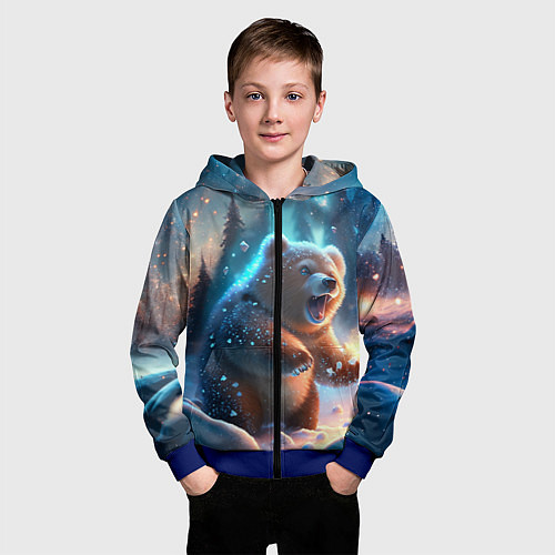 Детская толстовка на молнии Полярный мишка / 3D-Синий – фото 3