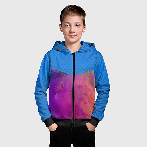 Детская толстовка на молнии Кляксы и цветной туман / 3D-Черный – фото 3