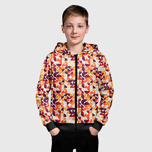 Детская толстовка на молнии Паттерн в стиле баухаус / 3D-Черный – фото 3