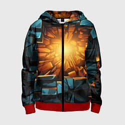 Толстовка на молнии детская Геометрическая огненная яма иллюзия, цвет: 3D-красный