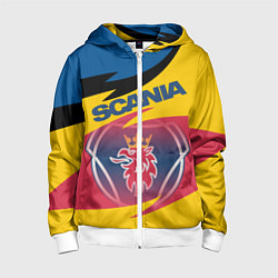 Толстовка на молнии детская Scania logo, цвет: 3D-белый