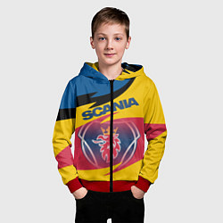 Толстовка на молнии детская Scania logo, цвет: 3D-красный — фото 2