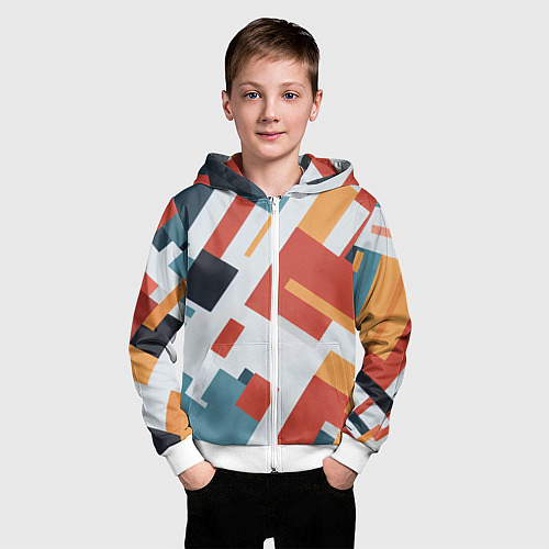 Детская толстовка на молнии Геометрический узор - нейросеть / 3D-Белый – фото 3