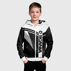 Толстовка на молнии детская Scania логотип на абстрактном фоне, цвет: 3D-белый — фото 2