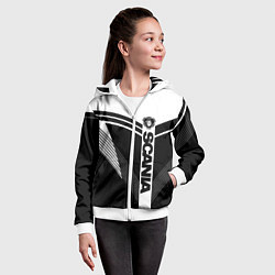 Толстовка на молнии детская Scania логотип на абстрактном фоне, цвет: 3D-белый — фото 2