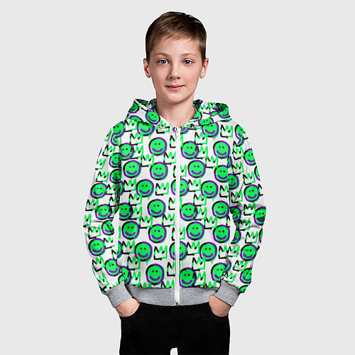 Детская толстовка на молнии The Crowned smiley / 3D-Меланж – фото 3