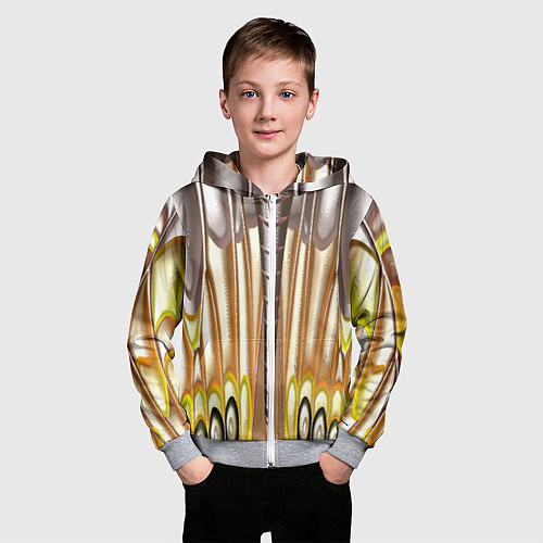 Детская толстовка на молнии Абстрактный рисунок по мотивам крыла бабочки / 3D-Меланж – фото 3