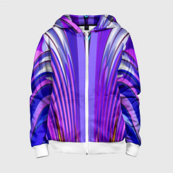 Толстовка на молнии детская Фиолетовые линии и полосы, цвет: 3D-белый