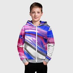 Толстовка на молнии детская Вязкая абстракция в фиолетовых оттенках, цвет: 3D-меланж — фото 2