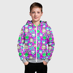 Толстовка на молнии детская Мультяшные зайчики, цвет: 3D-меланж — фото 2