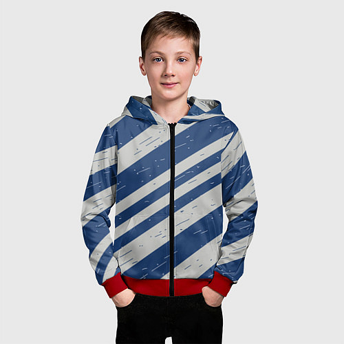 Детская толстовка на молнии Сине-белый шик / 3D-Красный – фото 3