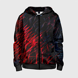 Толстовка на молнии детская Красно чёрные узоры, цвет: 3D-черный