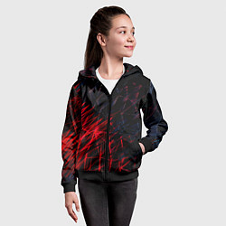 Толстовка на молнии детская Красно чёрные узоры, цвет: 3D-черный — фото 2