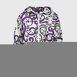 Толстовка на молнии детская Фиолетовые кружевные узоры, цвет: 3D-меланж