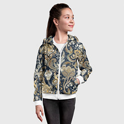 Толстовка на молнии детская Индийские этнические узоры пейсли, цвет: 3D-белый — фото 2