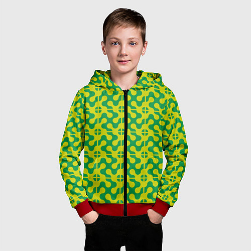 Детская толстовка на молнии Паттерн из трансформированных геометрических фигур / 3D-Красный – фото 3