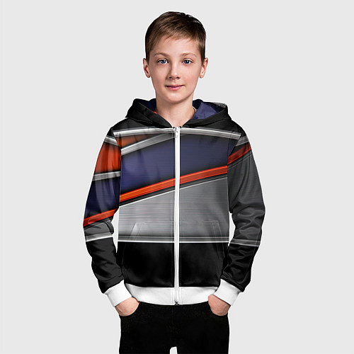 Детская толстовка на молнии Blue black red / 3D-Белый – фото 3