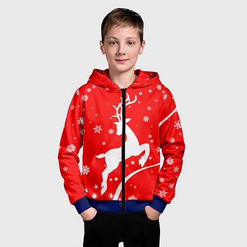 Детская толстовка на молнии Christmas deer / 3D-Синий – фото 3