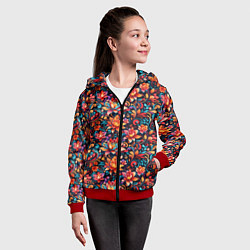Толстовка на молнии детская Красивый русский узор, цвет: 3D-красный — фото 2