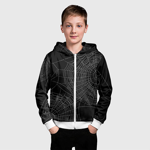 Детская толстовка на молнии Spider паутина / 3D-Белый – фото 3