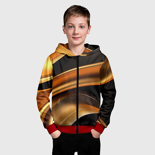 Детская толстовка на молнии Yellow black style / 3D-Красный – фото 3