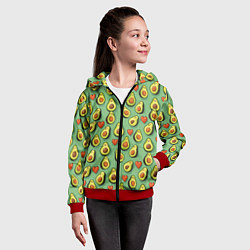 Толстовка на молнии детская Авокадо и сердечки, цвет: 3D-красный — фото 2