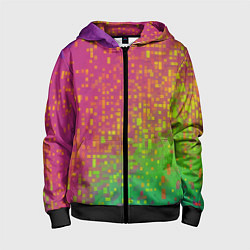 Толстовка на молнии детская Разноцветные пиксели, цвет: 3D-черный
