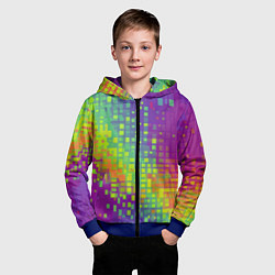Толстовка на молнии детская Разноцветные пиксели, цвет: 3D-синий — фото 2