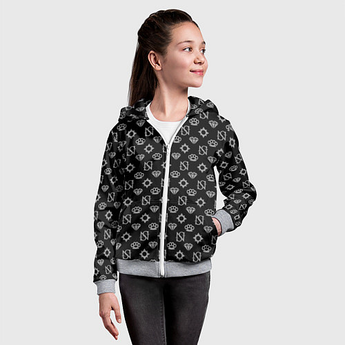 Детская толстовка на молнии Sessanta Nove pattern / 3D-Меланж – фото 4