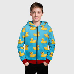 Толстовка на молнии детская Желтые резиновые уточки для ванны, цвет: 3D-красный — фото 2