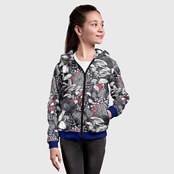 Толстовка на молнии детская Разные грибы, цвет: 3D-синий — фото 2