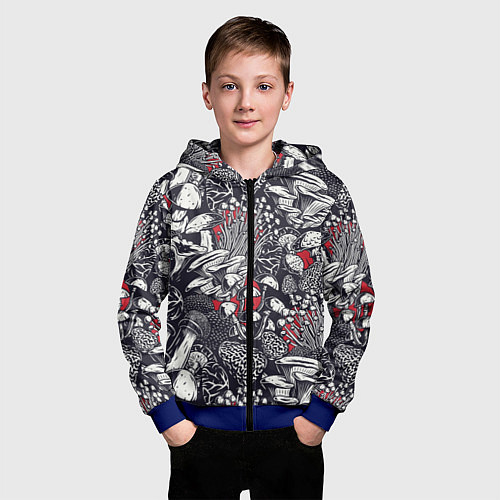 Детская толстовка на молнии Разные грибы / 3D-Синий – фото 3