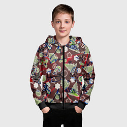 Толстовка на молнии детская Ёлочные игрушки, цвет: 3D-черный — фото 2