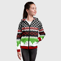 Толстовка на молнии детская Узор из разноцветных фигур, цвет: 3D-красный — фото 2