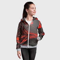Толстовка на молнии детская Красная сеть на чёрном фоне, цвет: 3D-меланж — фото 2