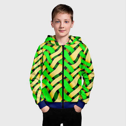 Детская толстовка на молнии Кислотная объёмная плетёнка / 3D-Синий – фото 3