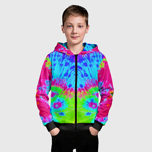 Детская толстовка на молнии Tie-Dye abstraction / 3D-Черный – фото 3