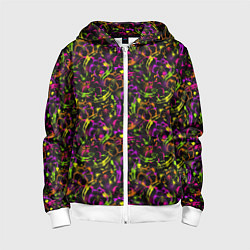 Толстовка на молнии детская Color bright pattern, цвет: 3D-белый