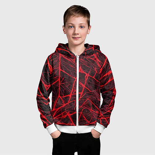 Детская толстовка на молнии Красная паутина на чёрном фоне / 3D-Белый – фото 3