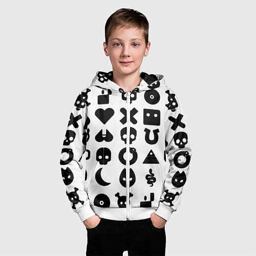 Детская толстовка на молнии Love death robots pattern white / 3D-Белый – фото 3